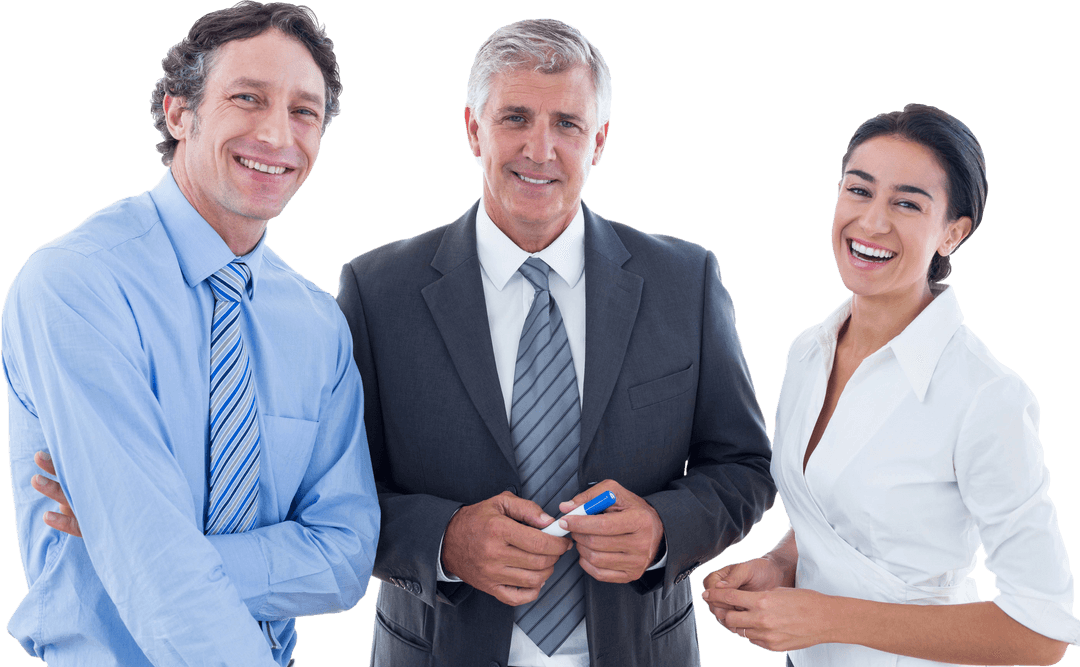 Smiling Business Team Collaborating Transparent Background