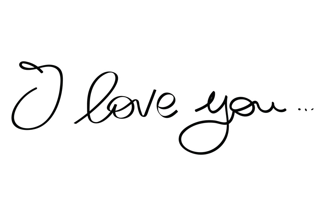 Romantic I Love You Text with Transparent Background