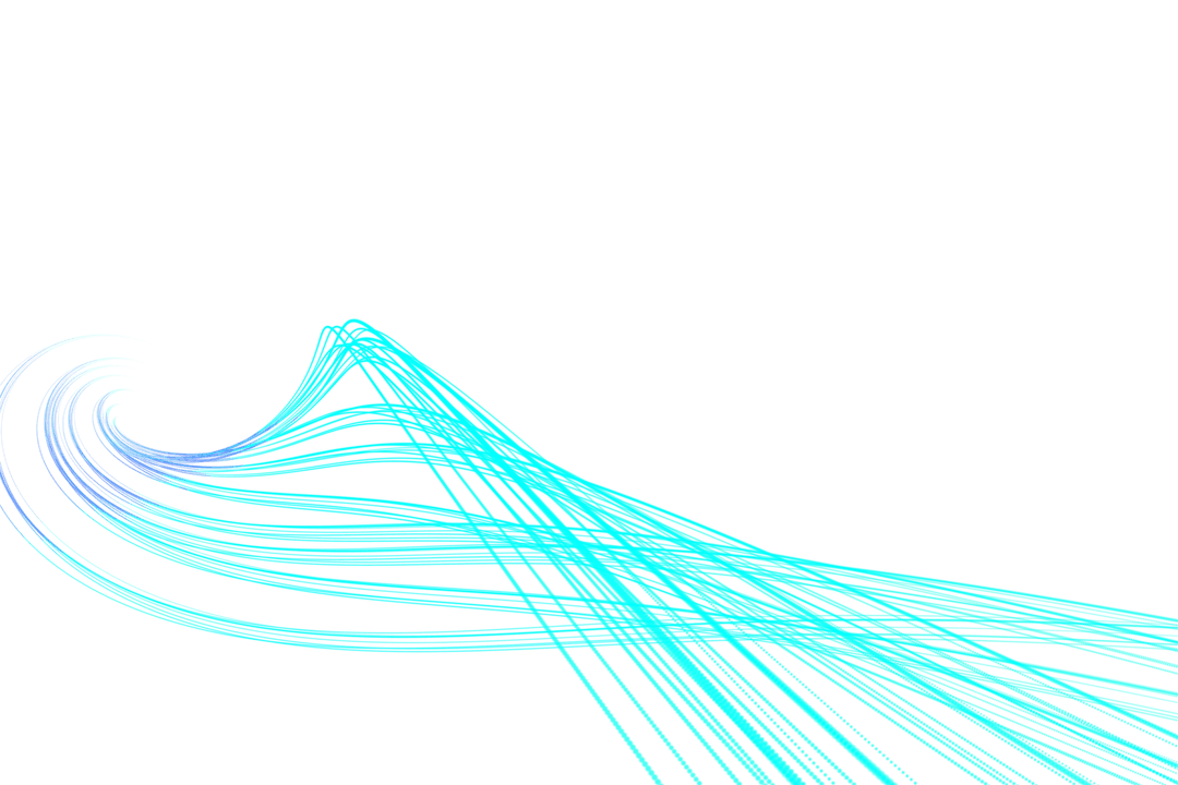 Blue Abstract Digital Wave Lines on Transparent Background