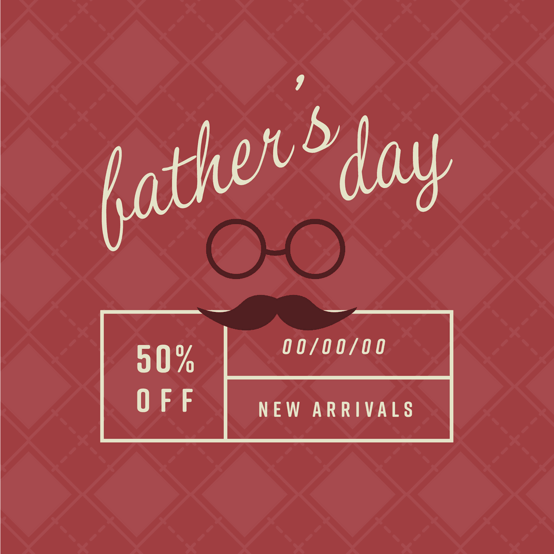 Father's Day Transparent Promotion with Mustache and Glasses Design