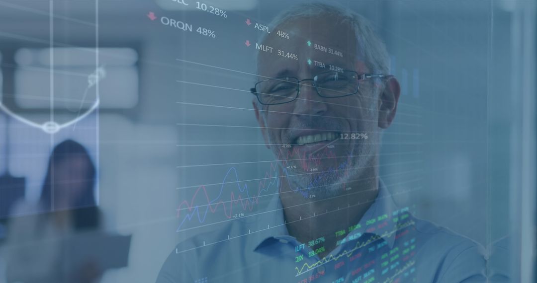 Businessman Analyzing Health Data on Digital Interface