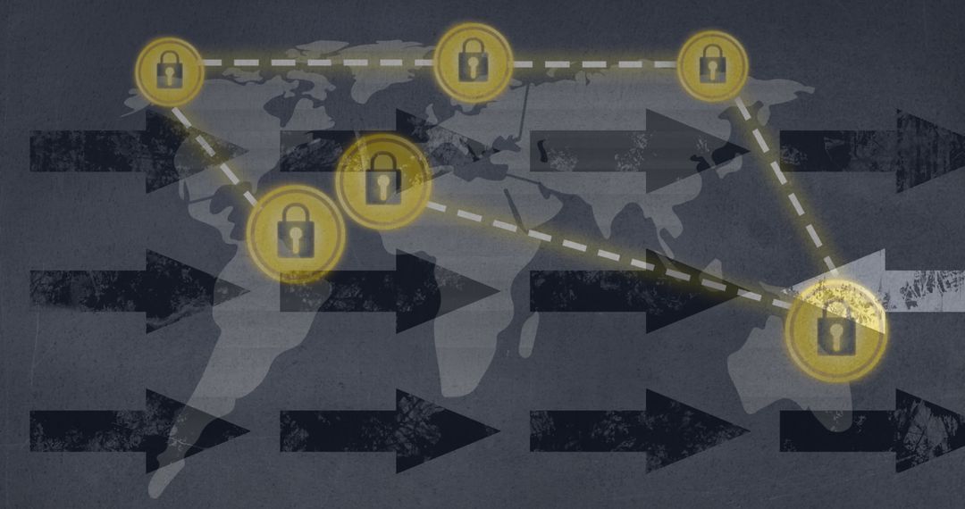 Global Network Security Concept with Padlocks on World Map