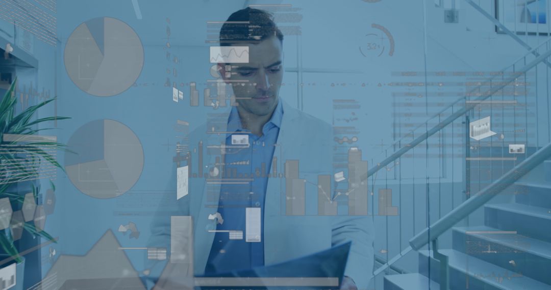 Chef Cooking in Modern Kitchen with Interactive Displays