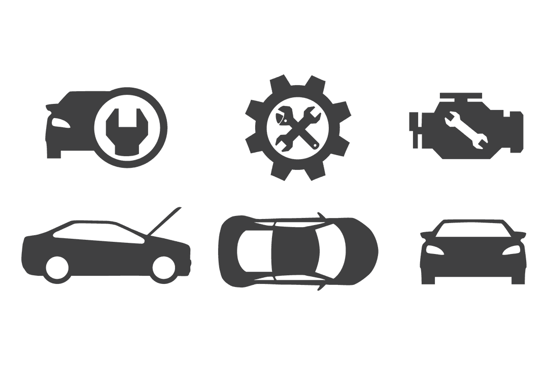 Car Repair Icons Set with Transparent Background for Automotive Design