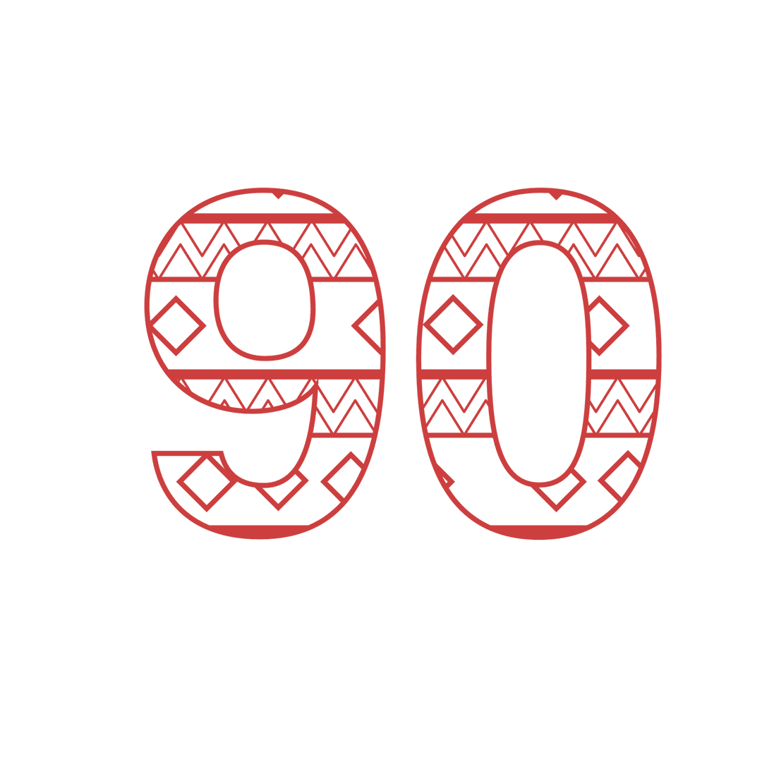 Tribal Number 90 Outline with Transparent Background Vector Design