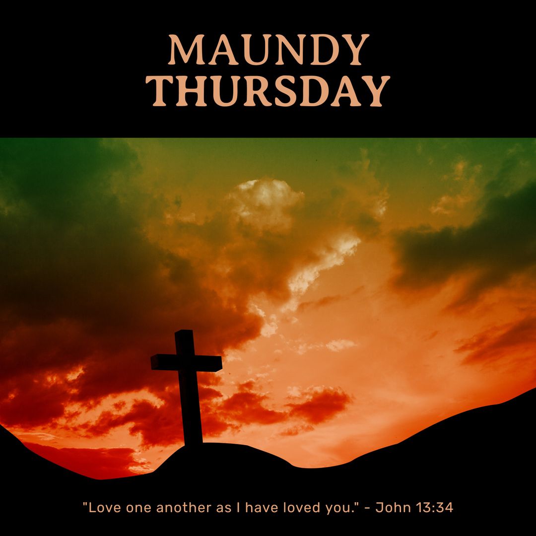 Maundy Thursday Cross Silhouette Against Dramatic Sky with Clouds - Download Free Stock Templates Pikwizard.com