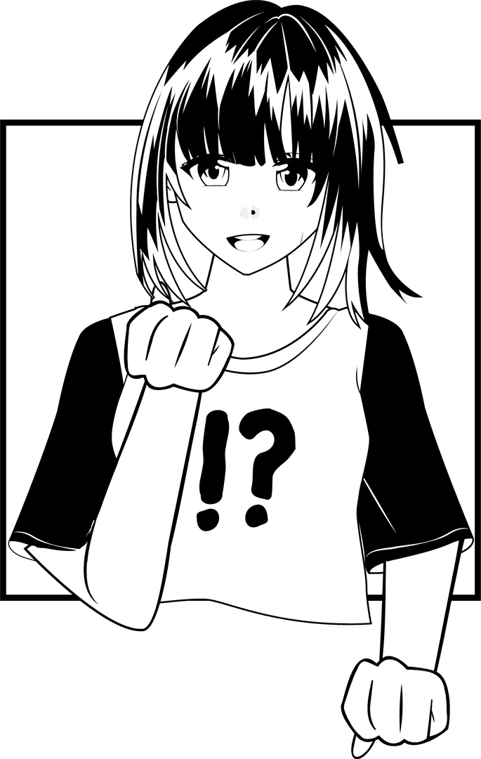 Anime Girl in Motivational Pose with Transparent Background