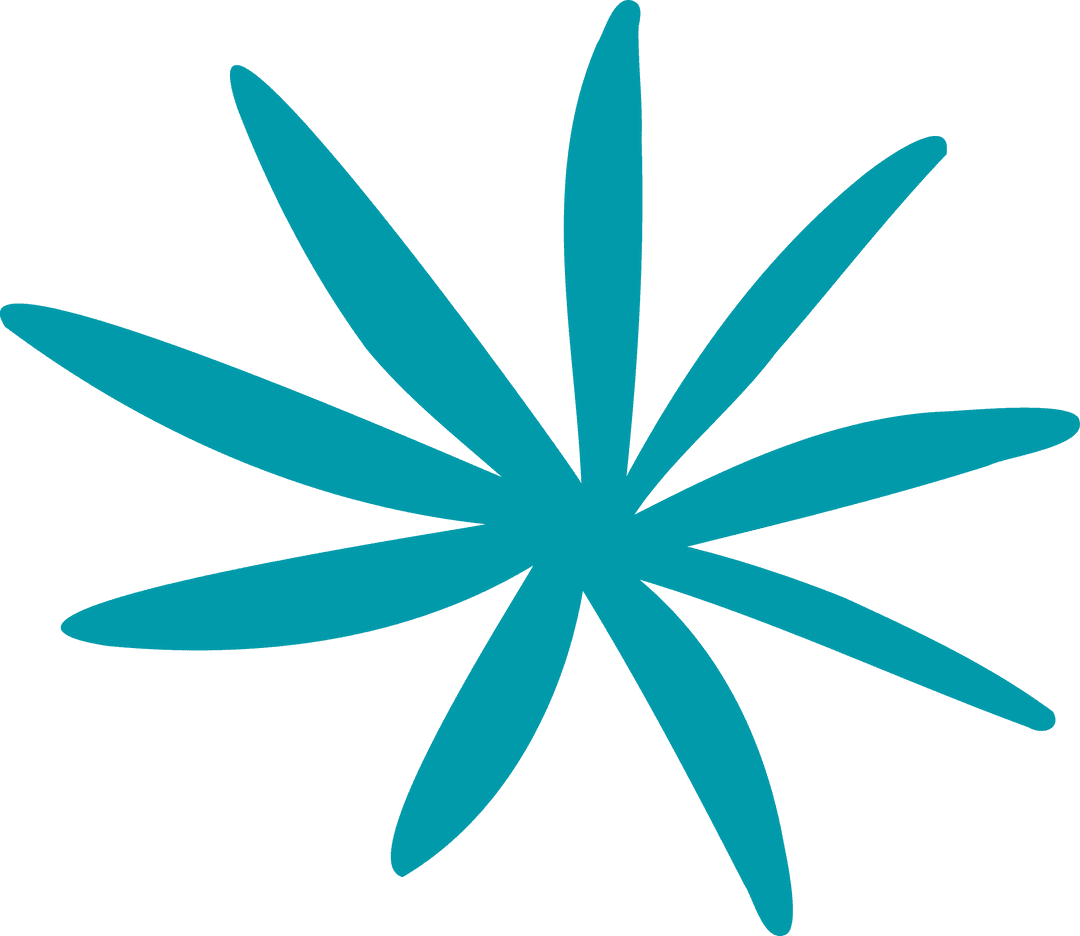 Symmetrical Turquoise Burst on Transparent Background