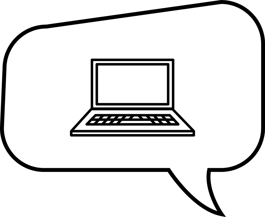 Laptop Icon on Transparent Speech Bubble Symbol