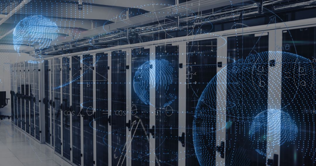 Advanced Data Processing Interior with Digital Globe Overlay