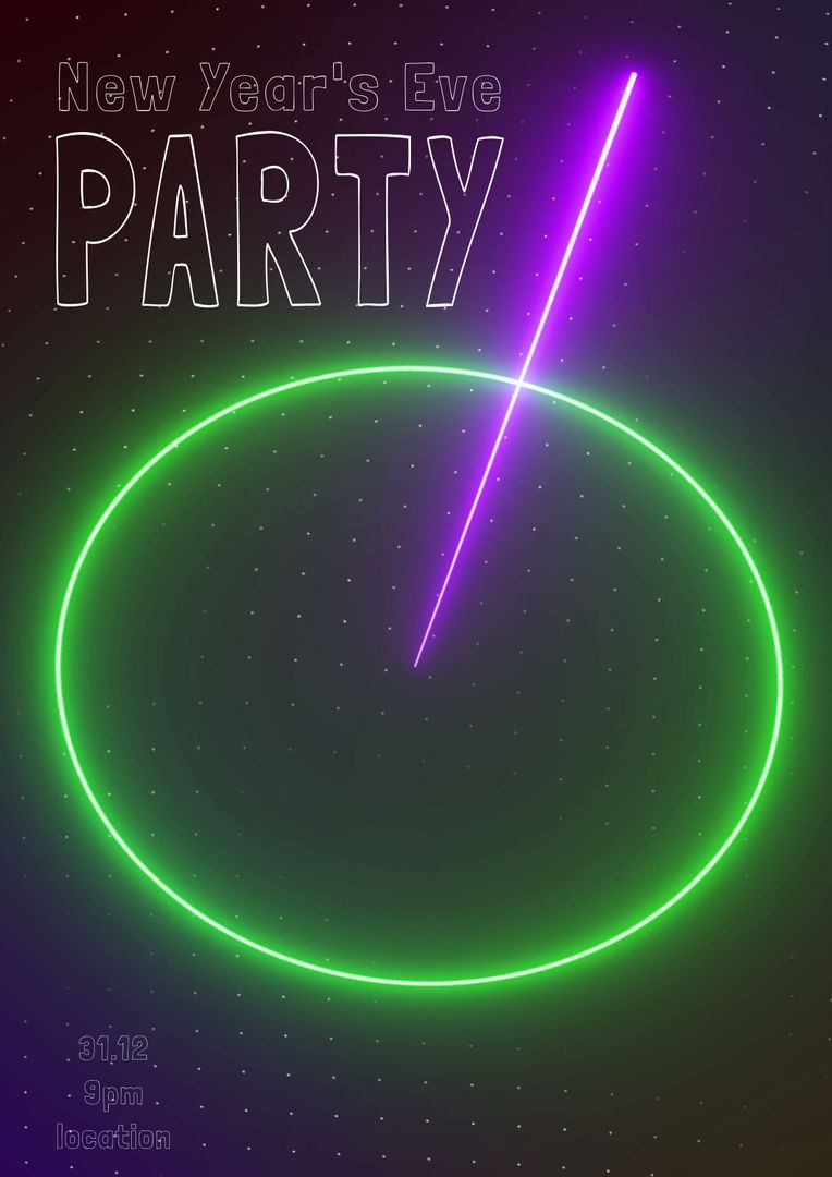 Vibrant New Year's Eve Party Poster with Neon Graphics