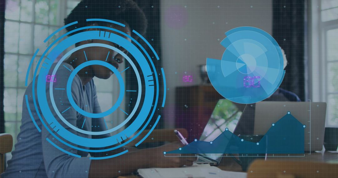 Modern Office Collaboration with Digital Data Visualization