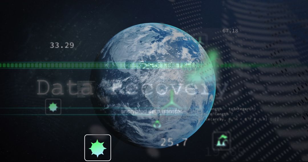 Digital Earth with Data Overlay and Global Finance Concept