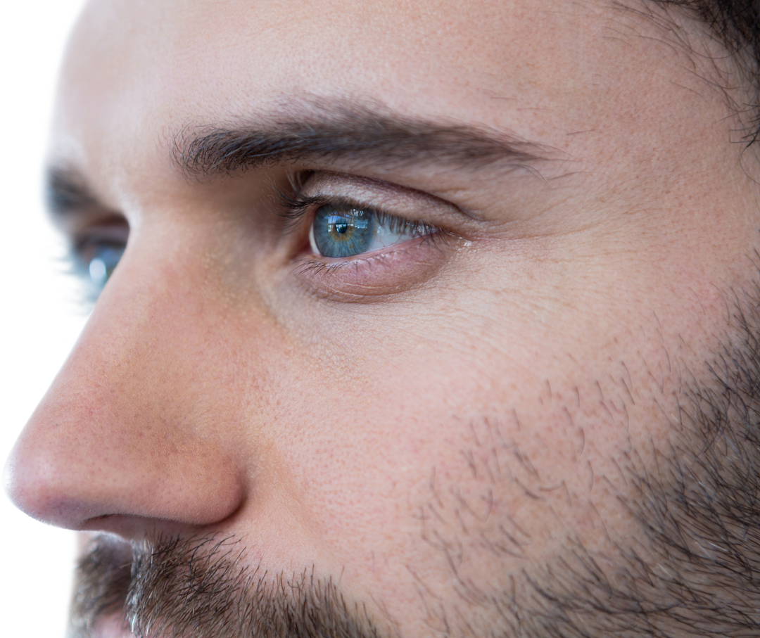 Transparent Headshot of Man Looking Away with Blue Eyes - Download Free Stock Images Pikwizard.com