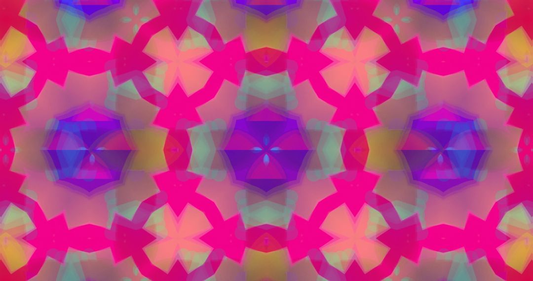 Vibrant Kaleidoscopic Pattern with Pink and Green Motifs