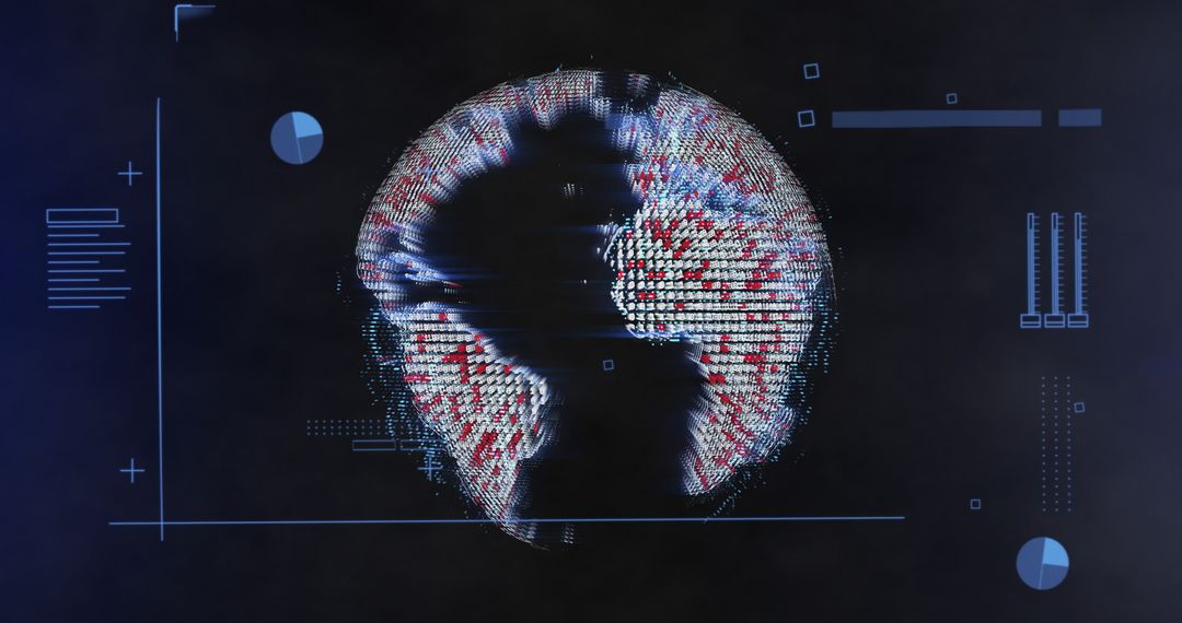 Digital Data Rendering Around Globe on Black Background