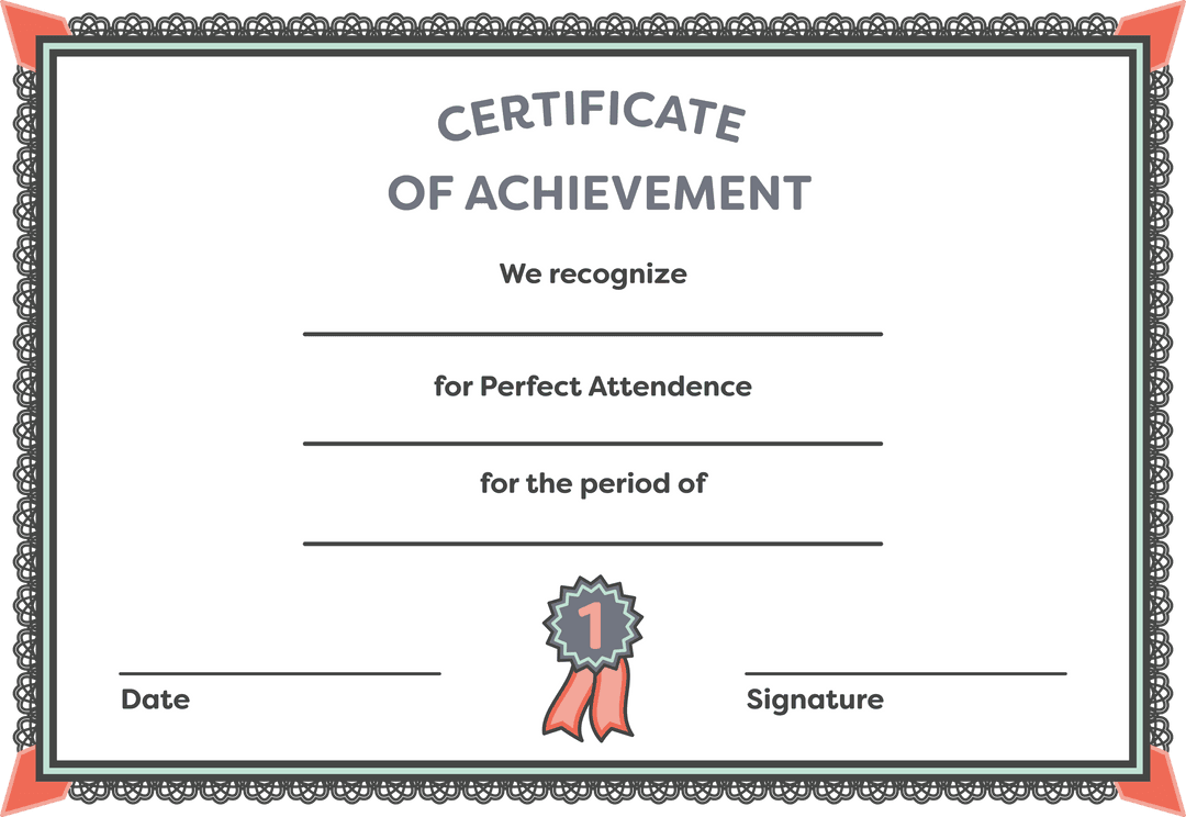 Certificate of Achievement on Transparent Background