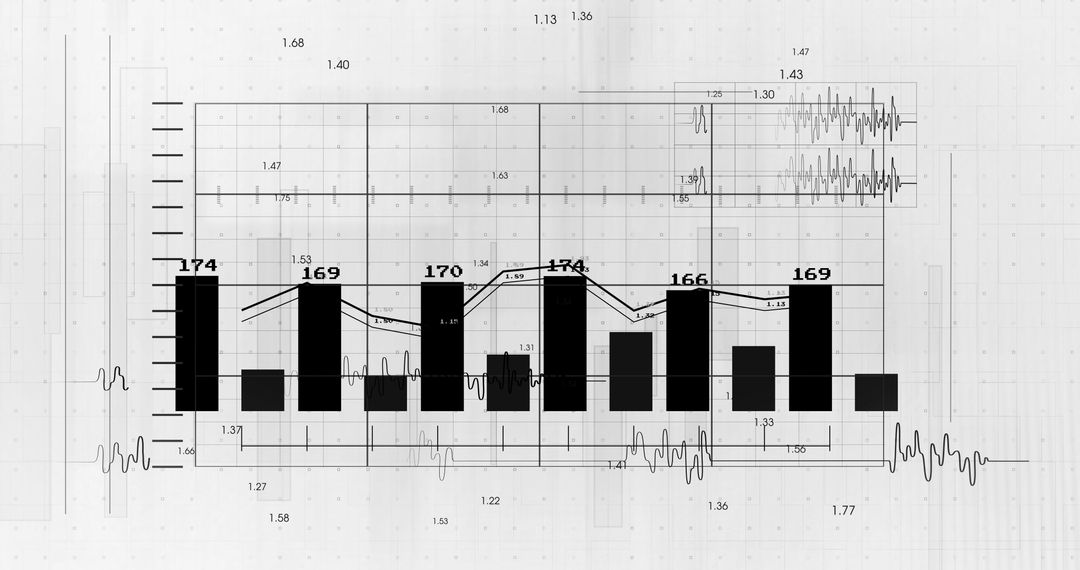 Virtual Financial Data Analytics on White Background