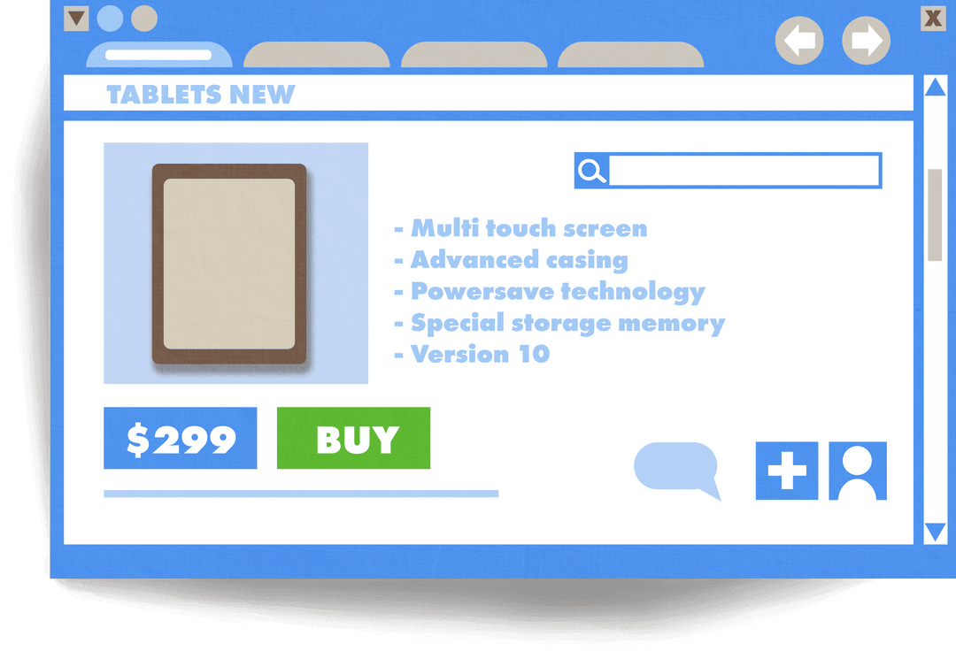 Online Advertisement for Tablet on Transparent Background