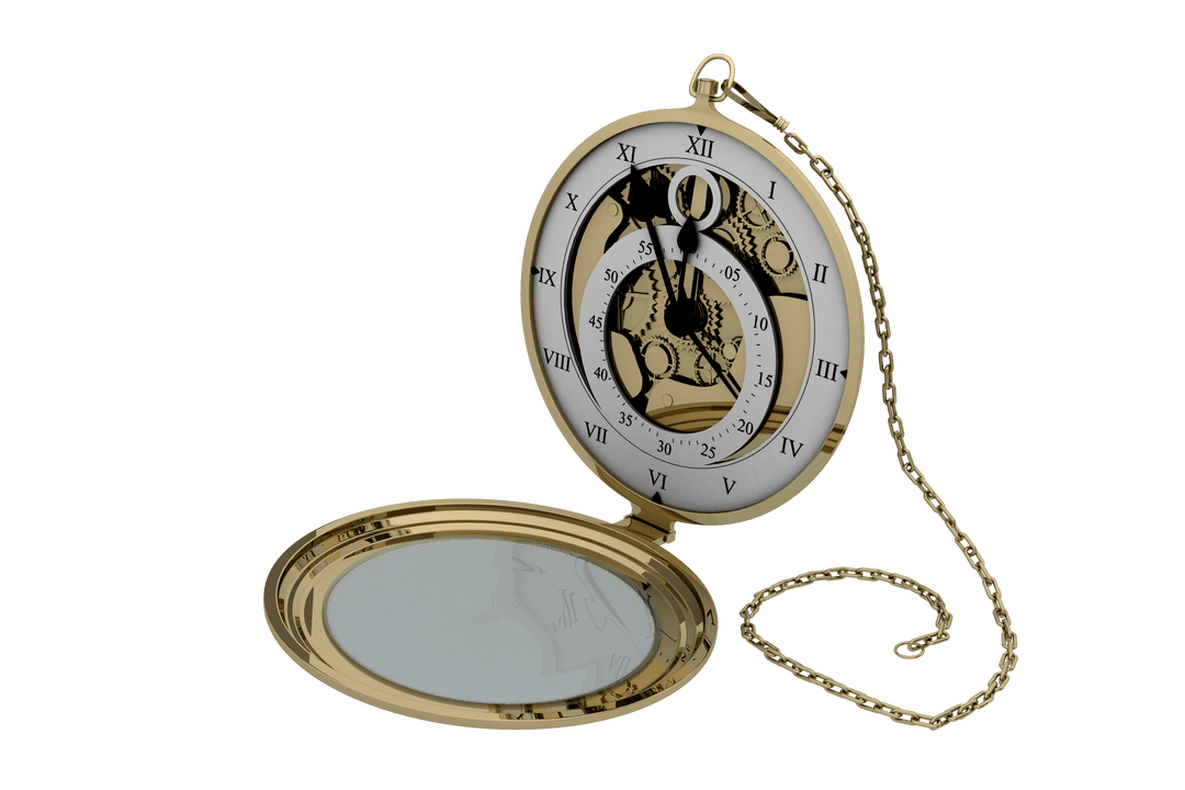 Antique Transparent Brass Pocket Watch with Gears