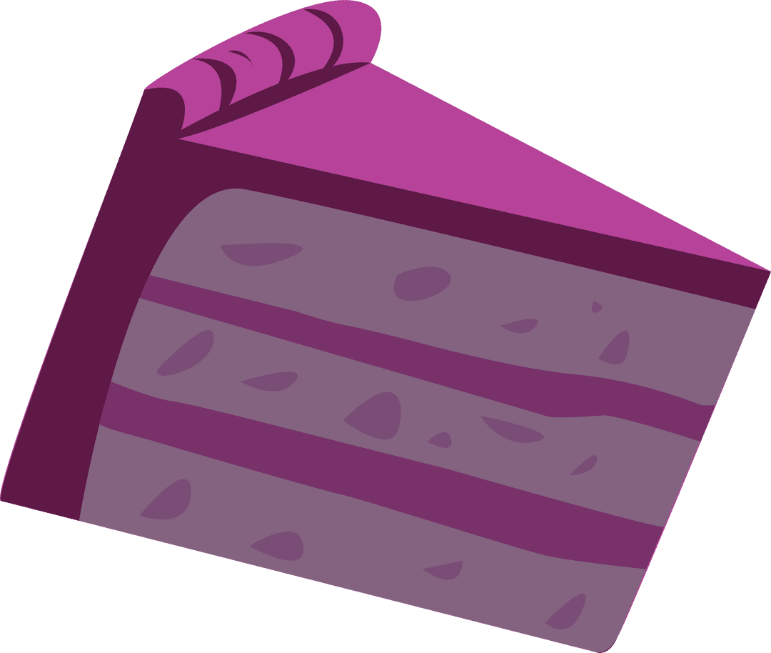 Transparent Cake Slice Minimalist Design with Magenta Icing
