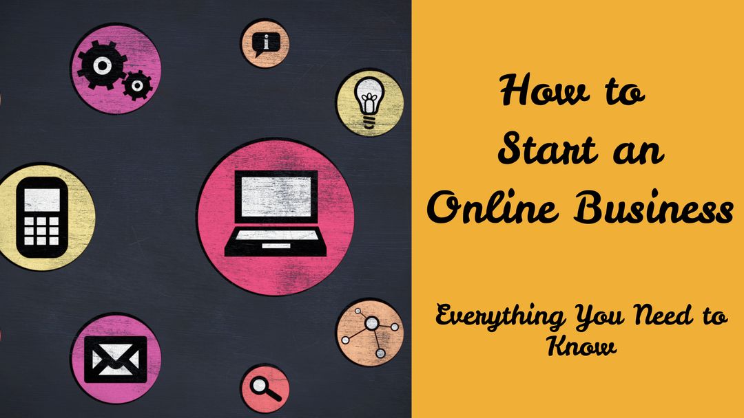Essentials of Starting an Online Business with Technology Icons