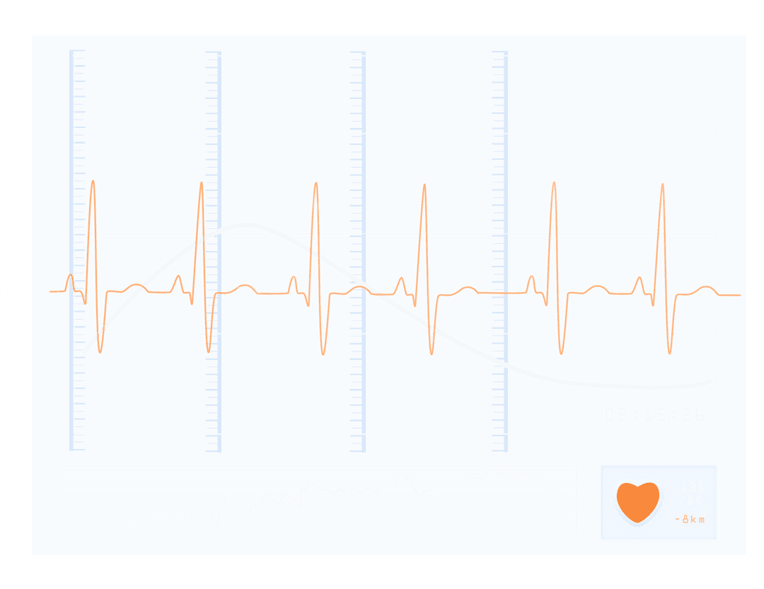 Transparent Digital Illustration of Cardiograph with Heart Icon