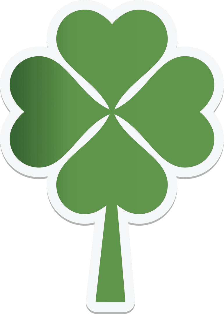 Green Four-Leaf Clover Illustration on Transparent Background