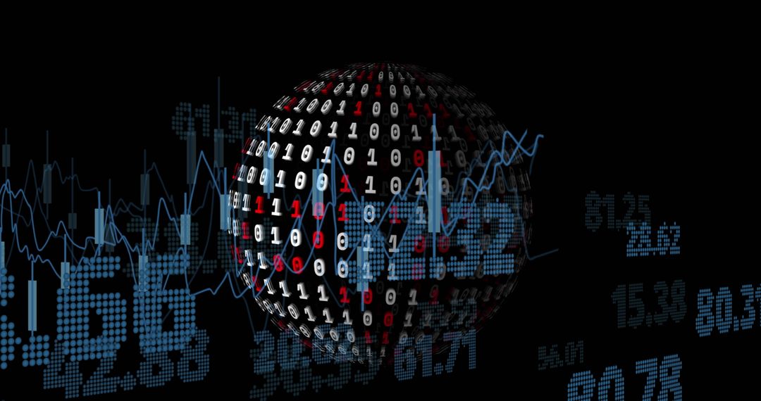 Digital Data Sphere with Graphs and Binary Code Concept - Free Images, Stock Photos and Pictures on Pikwizard.com