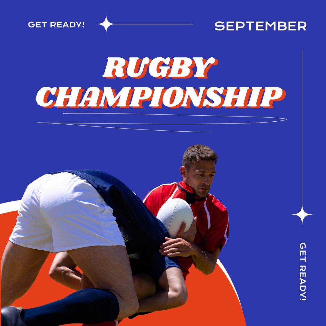 Rugby Championship Promotion with Players Tackling on Field