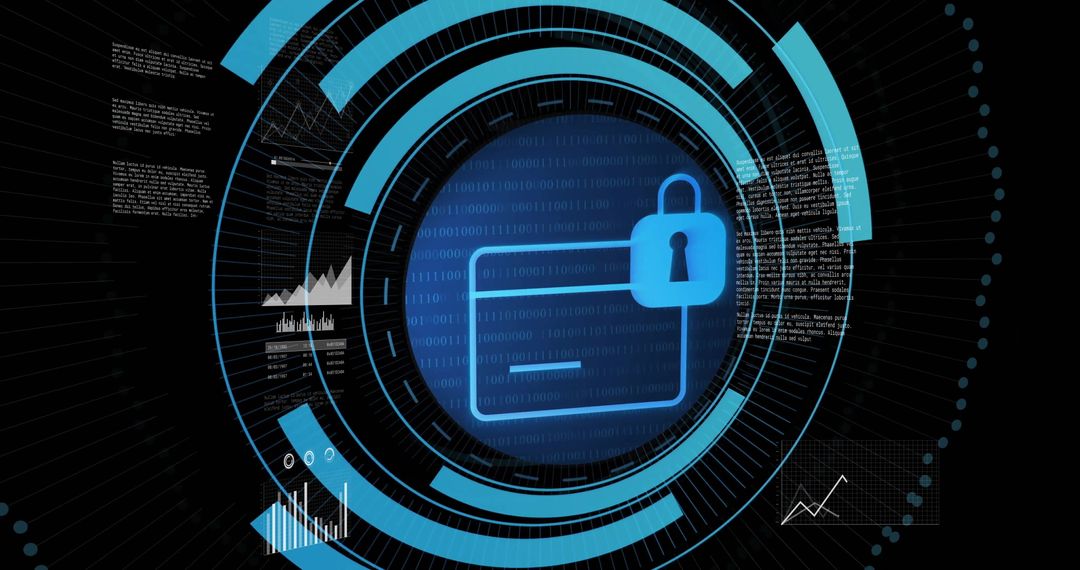 Cybersecurity Digital Interface with Padlock Symbol