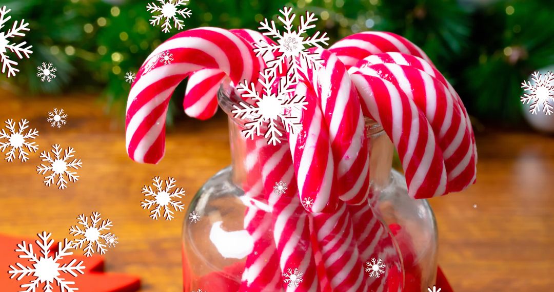 Festive Candy Cane Arrangement with Snowflake Overlay