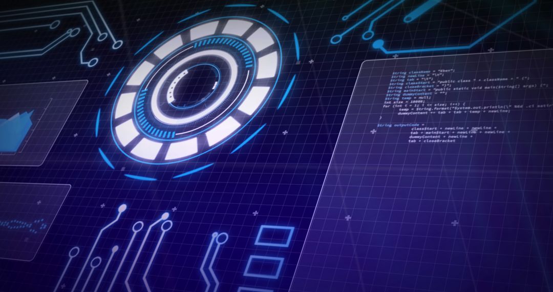 Futuristic Digital Interface with Global Network Elements