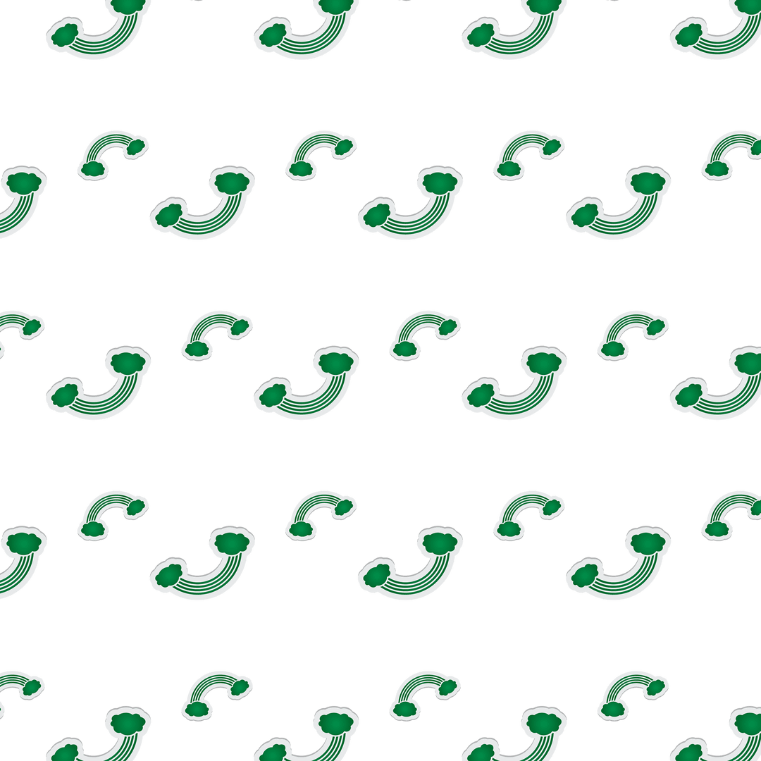 Transparent Green Clouds and Rainbows Vector Pattern Seamless Design