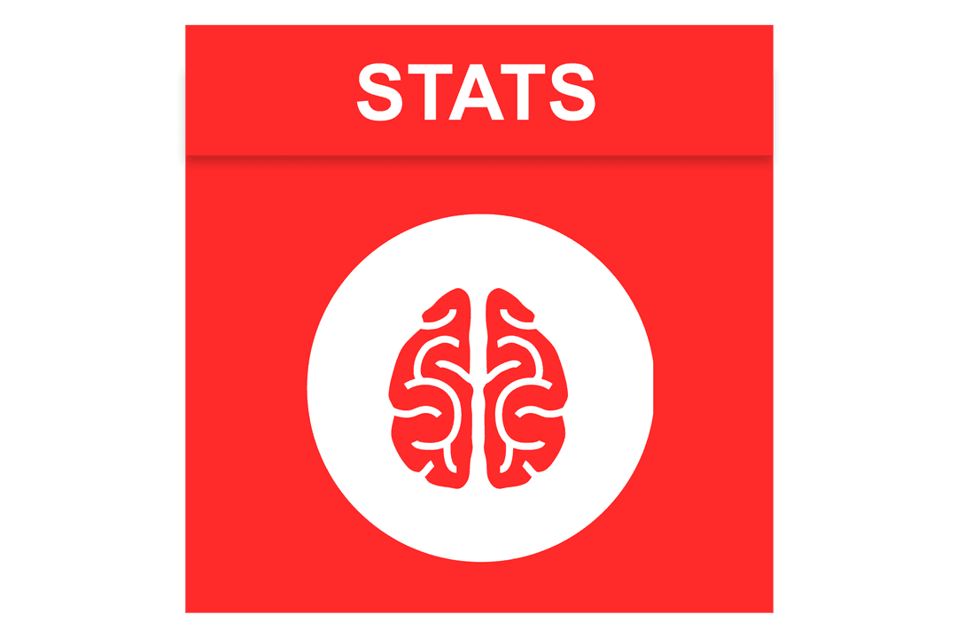 Transparent Brain Symbol with Stats Text Illustration