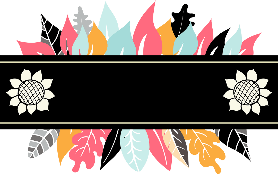 Colorful Leaf Banner Vector with Sunflowers on Transparent Background