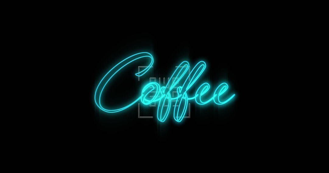 Glow Neon Coffee Text with Integrated QR Code