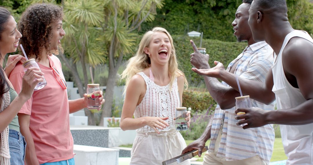 Diverse Friends Laughing and Enjoying Outdoor Gathering