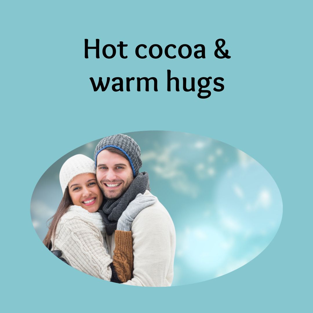 Happy Couple Embracing in Winter Wonderland Scene - Download Free Stock Templates Pikwizard.com