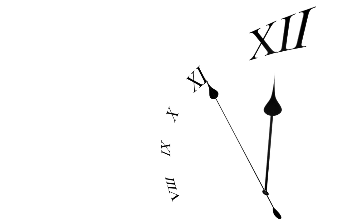 Transparent Digital Clock Illustration with Roman Numerals