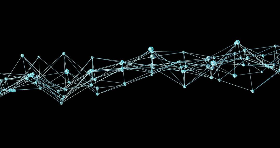 Abstract Digital Network of Blue Connections on Black Background