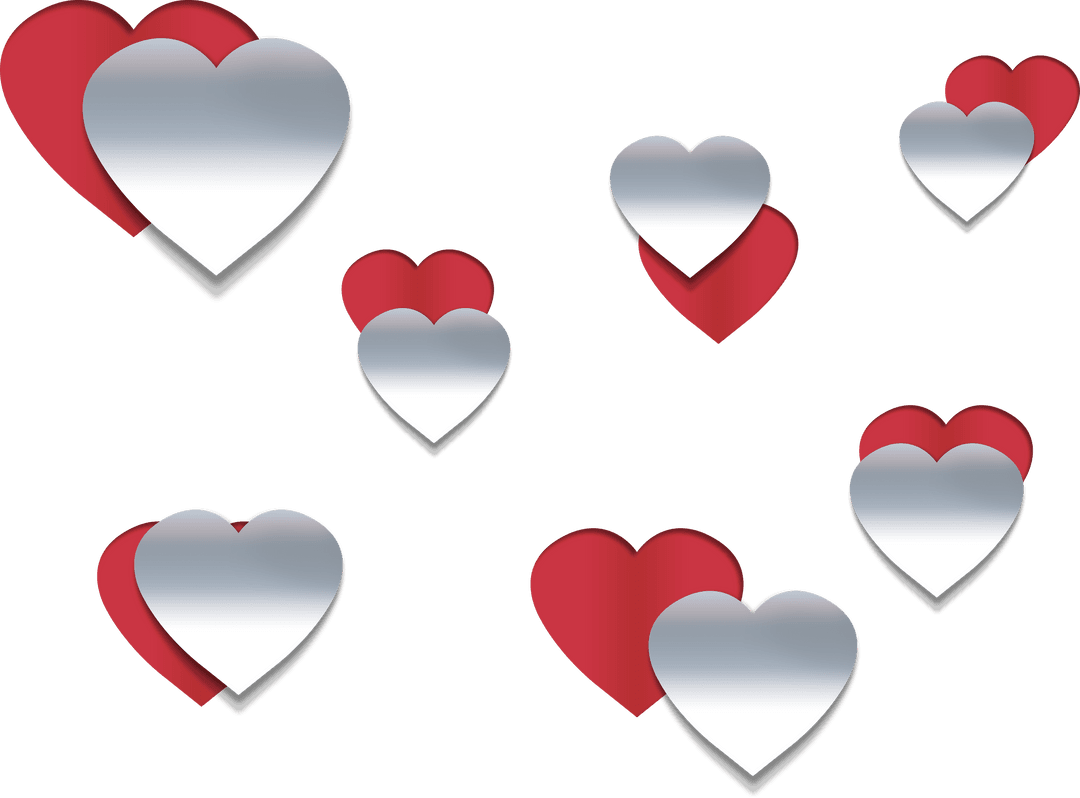 Transparent Red and White Hearts for Love and Romance Designs