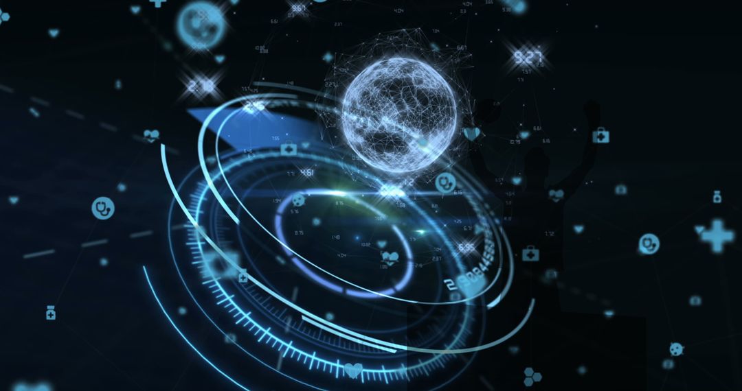 Futuristic Digital Interface with Connections and Global Network