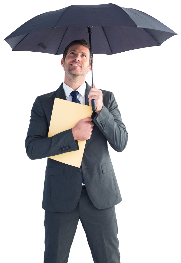 Transparent businessman holding umbrella protecting documents - Download Free Stock Images Pikwizard.com