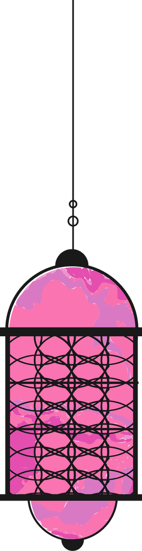 Pink and Purple Artistic Lantern Illustration on Transparent Background