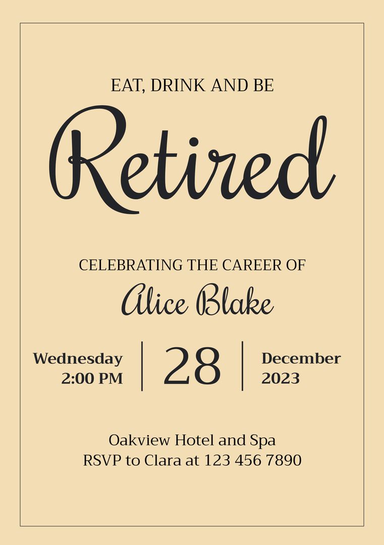 Elegant Retirement Party Invitation with Cream Background - Download Free Stock Templates Pikwizard.com