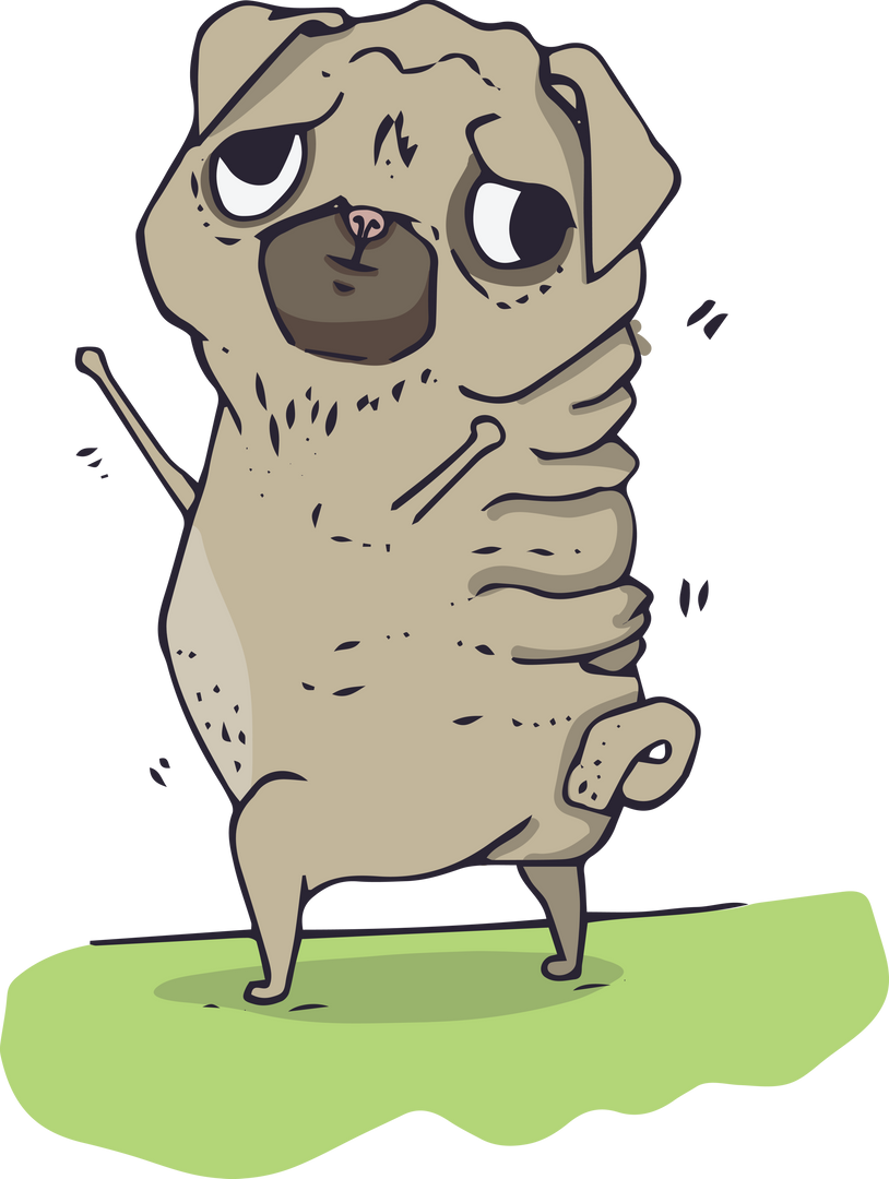 Happy Online Digital Pug Dog on Green Spot Illustration Transparent PNG - Download Free Stock Images Pikwizard.com