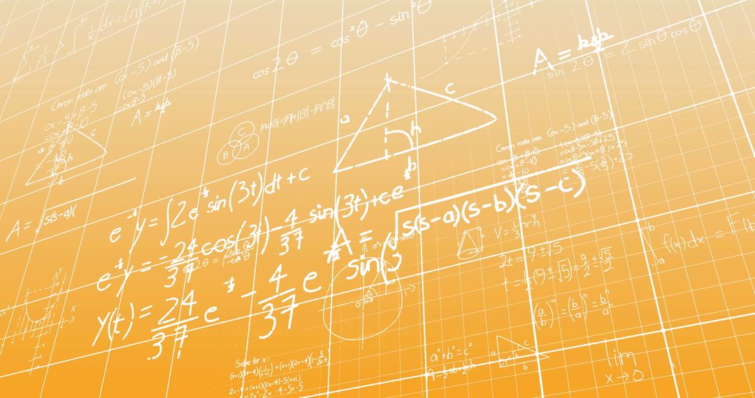 Mathematical Equations and Diagrams on Yellow Grid Background