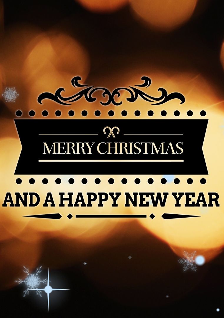 Festive Message with Lights and Snowflakes for Christmas and New Year