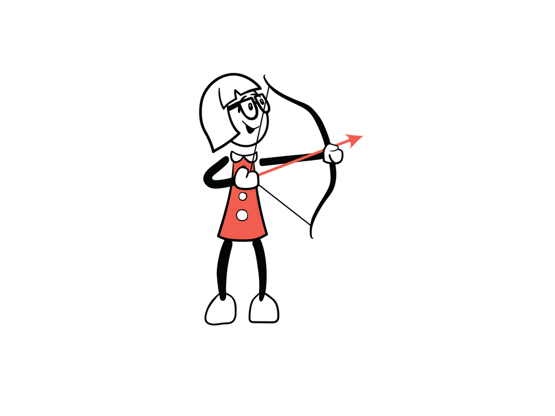 Transparent Cartoon Woman Aiming Bow and Arrow